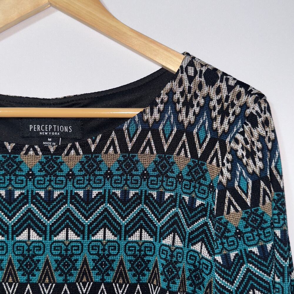 Perceptions Argyle print Sheath Quarter-sleeved d… - image 3